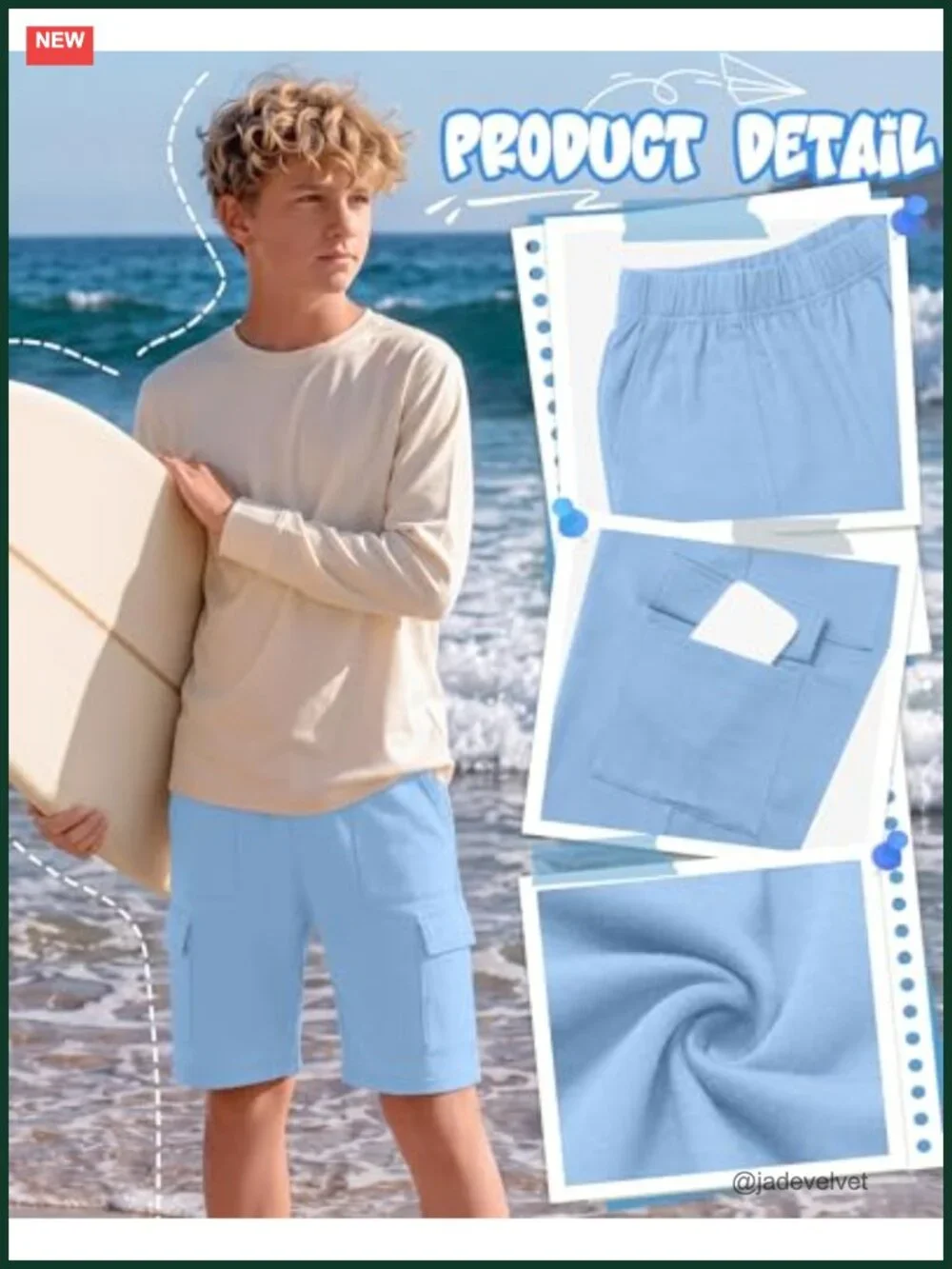 5 Pack Boys Cargo Shorts Athletic Pull on Sweat Shorts with Pockets